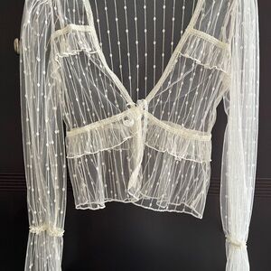 Forever 21 White Sheer Lace Blouse NEVER WORN